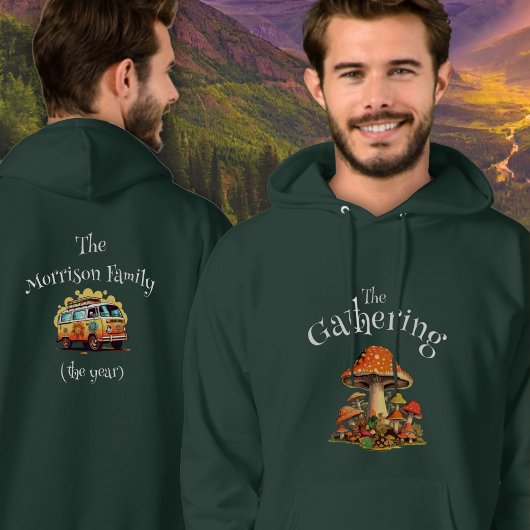 おもしろいパーソナライズされたレトロマッシュルームファミリー懇親会 パーカ