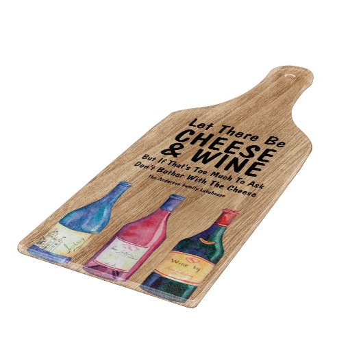 おもしろいパーソナライズされたワインとチーズ カッティングボード (角)