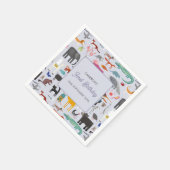 おもしろいパーソナライズされた動物の最初の誕生日 スタンダードカクテルナプキン (角)