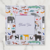 おもしろいパーソナライズされた動物の赤ちゃんシャワーありがとう フェイバータグ (裏面)