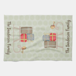 おもしろいパーソナライズされた北欧クリスマススレッド キッチンタオル