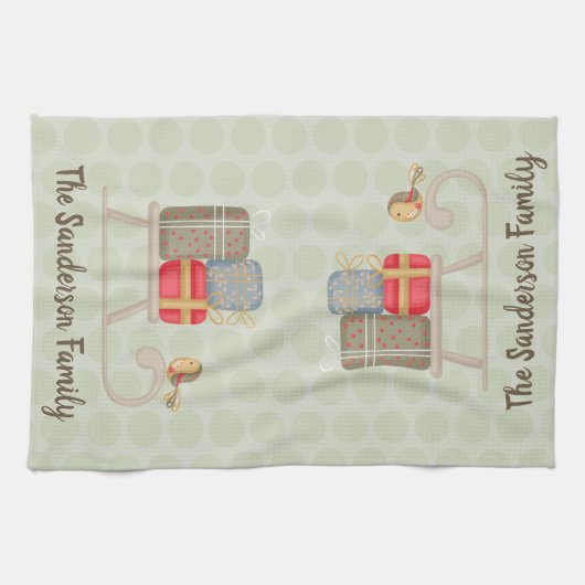 おもしろいパーソナライズされた北欧クリスマススレッド キッチンタオル (横)