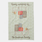 おもしろいパーソナライズされた北欧クリスマススレッド キッチンタオル (縦)