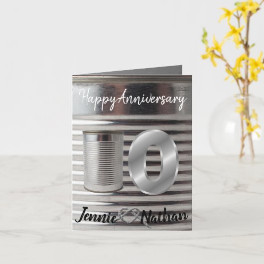 おもしろいパーソナライズされた十結婚周年記念 カード (黄色い花)