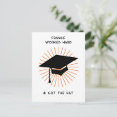 おもしろいパーソナライズされた卒業 案内ポストカード (スタンド正面)