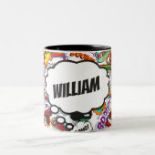 おもしろいパーソナライズされた名漫画帳 ツートーンマグカップ (中央)