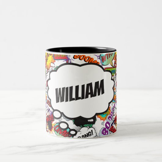 おもしろいパーソナライズされた名漫画帳 ツートーンマグカップ (中央)