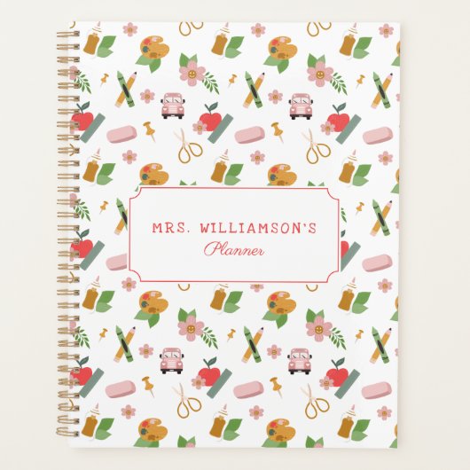 おもしろいパーソナライズされた学校先生パターン プランナー手帳 (正面)