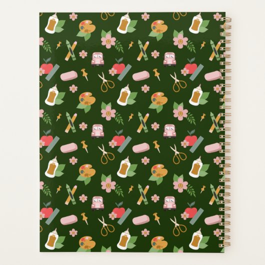 おもしろいパーソナライズされた学校先生パターン プランナー手帳 (裏面)