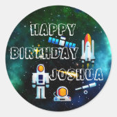 おもしろいパーソナライズされた宇宙飛行士コラージュ ラウンドシール (正面)