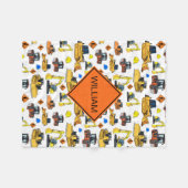 おもしろいパーソナライズされた建築車のパターン フリースブランケット (正面(横))