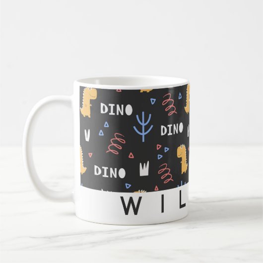 おもしろいパーソナライズされた恐竜キッズコーヒーマグ コーヒーマグカップ (左)