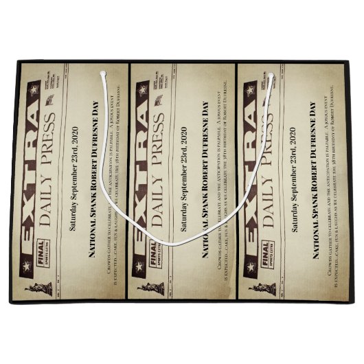 おもしろいパーソナライズされた新聞の見出し ラージペーパーバッグ (正面)