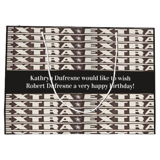 おもしろいパーソナライズされた新聞の見出し ラージペーパーバッグ (裏面)