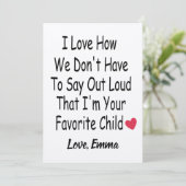 おもしろいパーソナライズされた母又はパパの子からの贈り物 シーズンカード (スタンド正面)