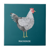 おもしろいパーソナライズされた水色ワインドットチキン タイル (正面)