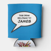 おもしろいパーソナライズされた漫画ブックスピーチのバブル青 缶クーラー (正面)