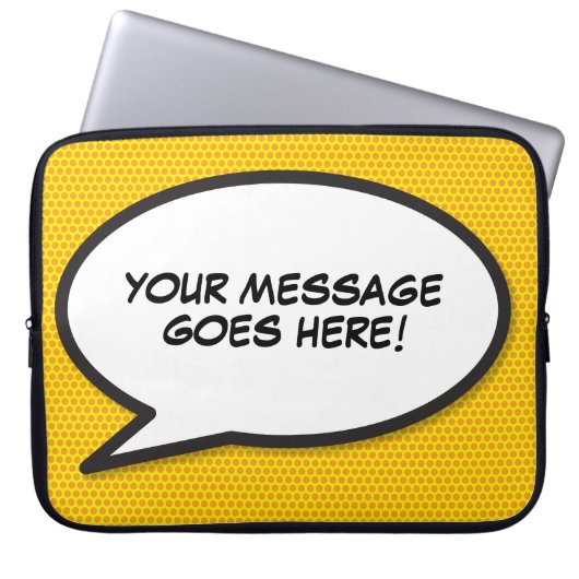 おもしろいパーソナライズされた漫画ブック音声バブル ラップトップスリーブ (正面)