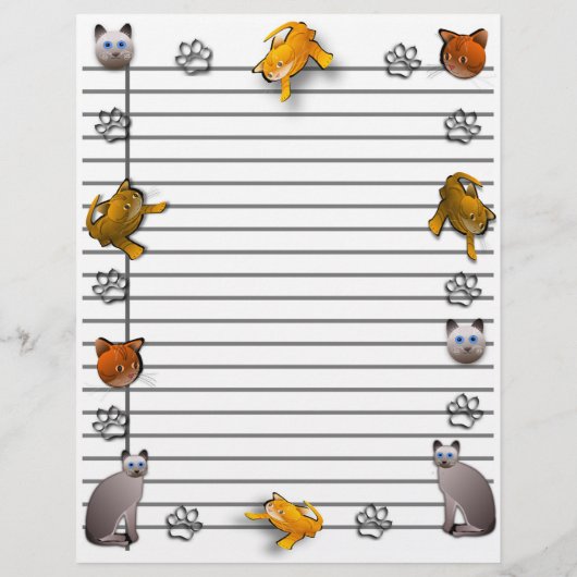 おもしろいパーソナライズされた猫縁ど筆記用紙 (裏面)