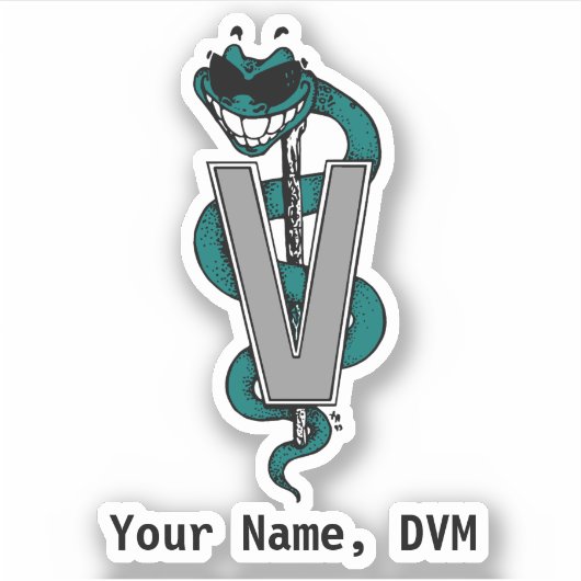 おもしろいパーソナライズされた獣医師用DVMシール シール (正面)