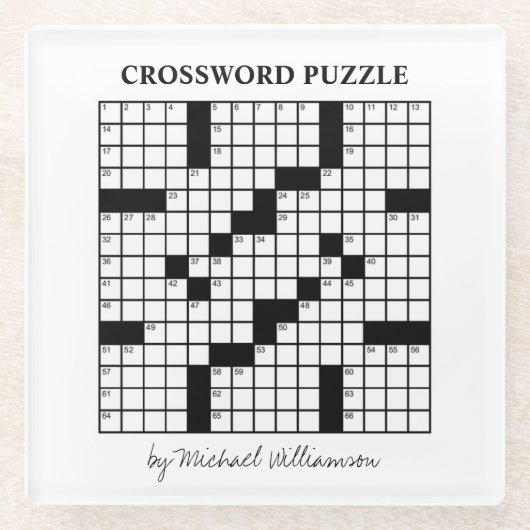 おもしろいパーソナライズされた白黒クロスワードパズル ガラスコースター (正面)
