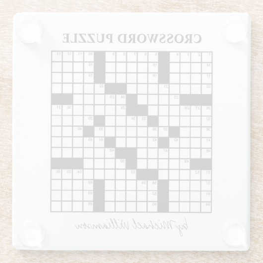 おもしろいパーソナライズされた白黒クロスワードパズル ガラスコースター (裏面)