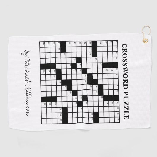 おもしろいパーソナライズされた白黒クロスワードパズル ゴルフタオル (横)