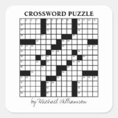 おもしろいパーソナライズされた白黒クロスワードパズル スクエアシール (正面)