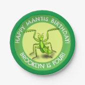 おもしろいパーソナライズされた祈マンティスの誕生日 ペーパープレート (正面)