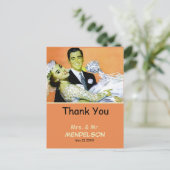 おもしろいパーソナライズされた結婚ヴィンテージ ポストカード (スタンド正面)