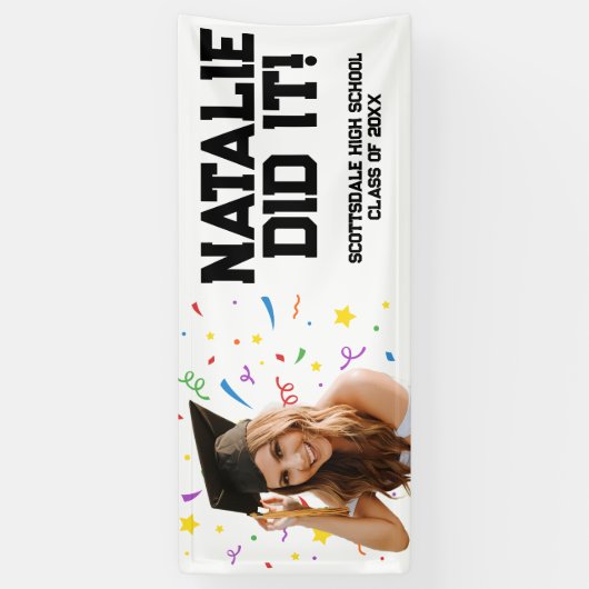 おもしろいパーソナライズされた誕生日カスタム写真 横断幕 (縦)