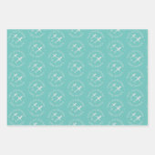 おもしろいパーソナライズされた誕生日飛行機ブルーピンクティール(緑がかった色) ラッピングペーパーシート (正面2)