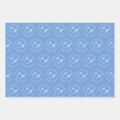 おもしろいパーソナライズされた誕生日飛行機ブルーピンクティール(緑がかった色) ラッピングペーパーシート (正面)