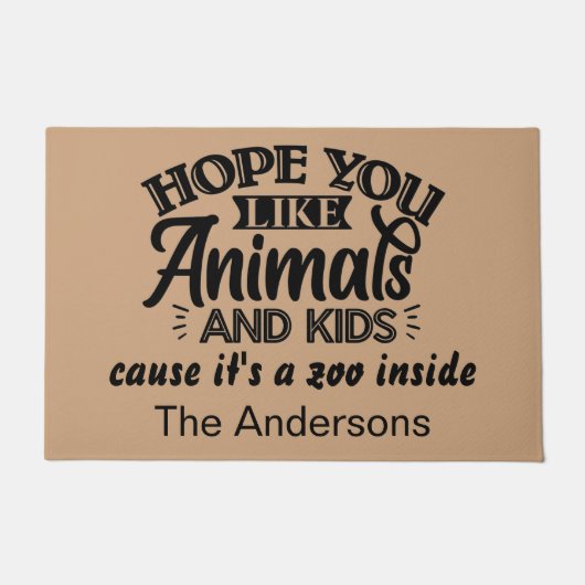 おもしろいパーソナライズされた警告形式 ドアマット (正面)