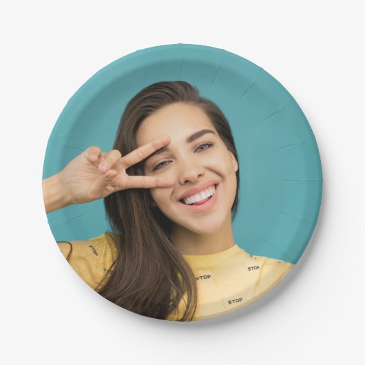 おもしろいパーソナライズされた顔カスタム写真  ペーパープレート (正面)