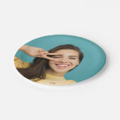 おもしろいパーソナライズされた顔カスタム写真  ペーパープレート (アングル)