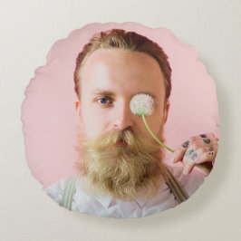 おもしろいパーソナライズされた顔カスタム写真 ラウンドクッション