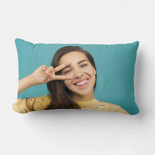 おもしろいパーソナライズされた顔カスタム写真 ランバークッション (正面)