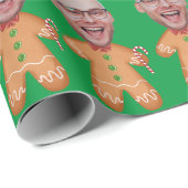 おもしろいパーソナライズされた顔フォトジンジャーブレッドクリスマス ラッピングペーパー (ロールコーナー)