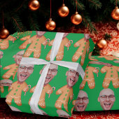 おもしろいパーソナライズされた顔フォトジンジャーブレッドクリスマス ラッピングペーパー