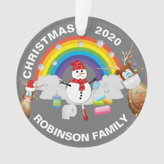 おもしろいパーソナライズされた2020コビデクリスマスツリー オーナメント (正面)