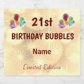 おもしろいパーソナライズされた21歳の誕生日 スパークリングワインラベル (シングルラベル)
