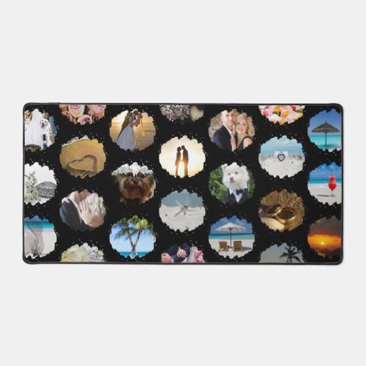 おもしろいパーソナライズされた24結婚の写真コラージュ デスクマット (正面)