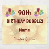 おもしろいパーソナライズされた90誕生日 スパークリングワインラベル (シングルラベル)
