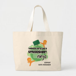 おもしろいパーソナライズされたData Managerスプレッドシート忍者 ラージトートバッグ
