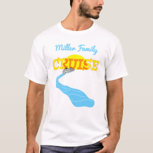 おもしろいパーソナライズな家族の巡航の日没のイラストレーション Tシャツ