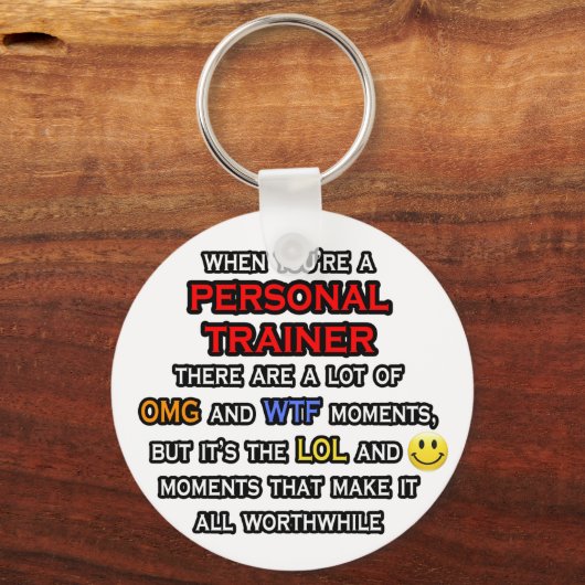 おもしろいパーソナルトレーナー...OMG WTFロール キーホルダー (正面)
