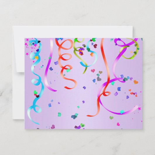 おもしろいパーティーお祝いパープルファースト誕生日 招待状 (裏面)