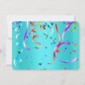 おもしろいパーティーお祝い第1の誕生日ティール(緑がかった色) 招待状 (裏面)