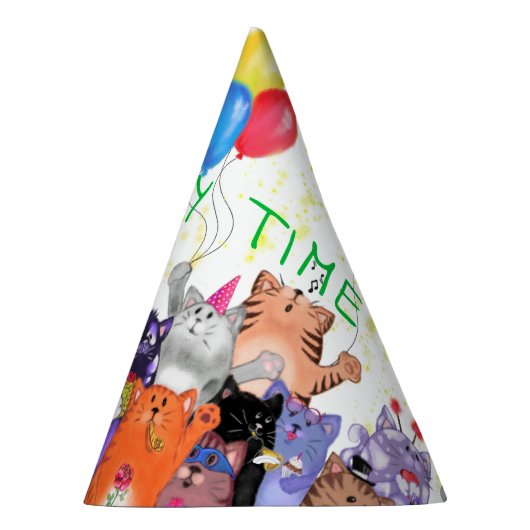 おもしろいパーティーハットとハッピーキャットパーティー-カスタム文字 パーティーハット (右)